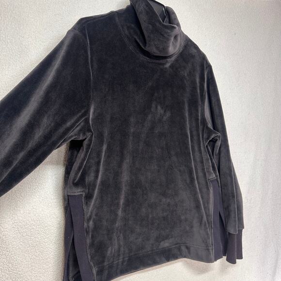 Te Verde Velour Cowl Neck Top Small Black Soft Stretch Cozy - Picture 2 of 8